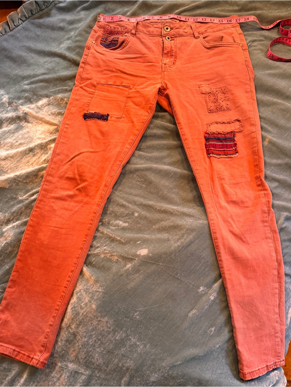 Women's Coral Patchwork Skinny Jeans